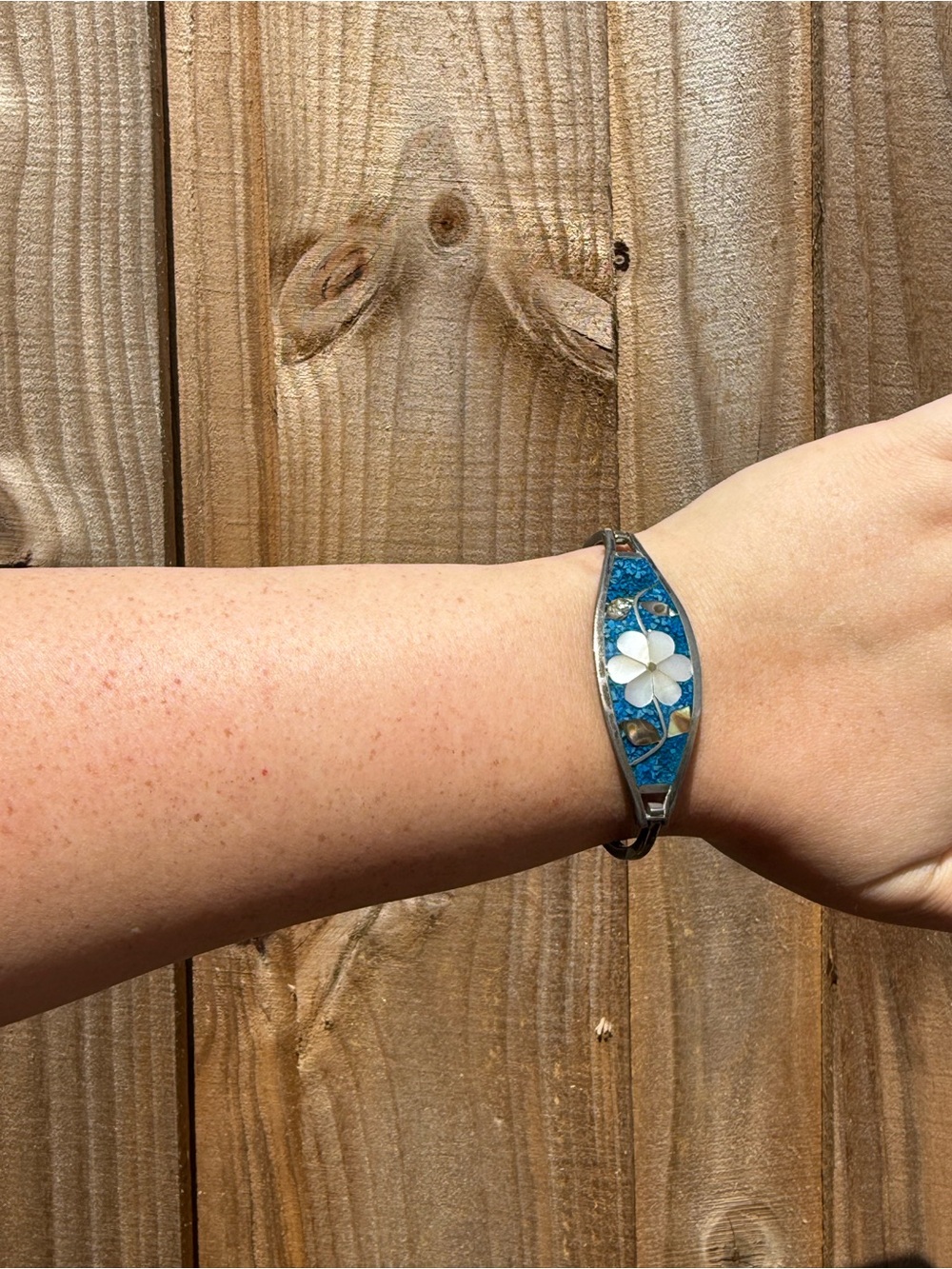 Vintage Alpaca hinge bracelet